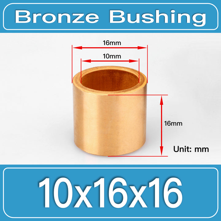 SBB-10X16X16MM Oil-Impregnated Sintered Bronze Sleeve Bushings dimension drawing