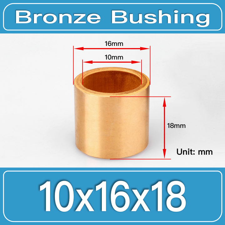 SBB-10X16X18MM Oil-Impregnated Sintered Bronze Sleeve Bushings dimension drawing