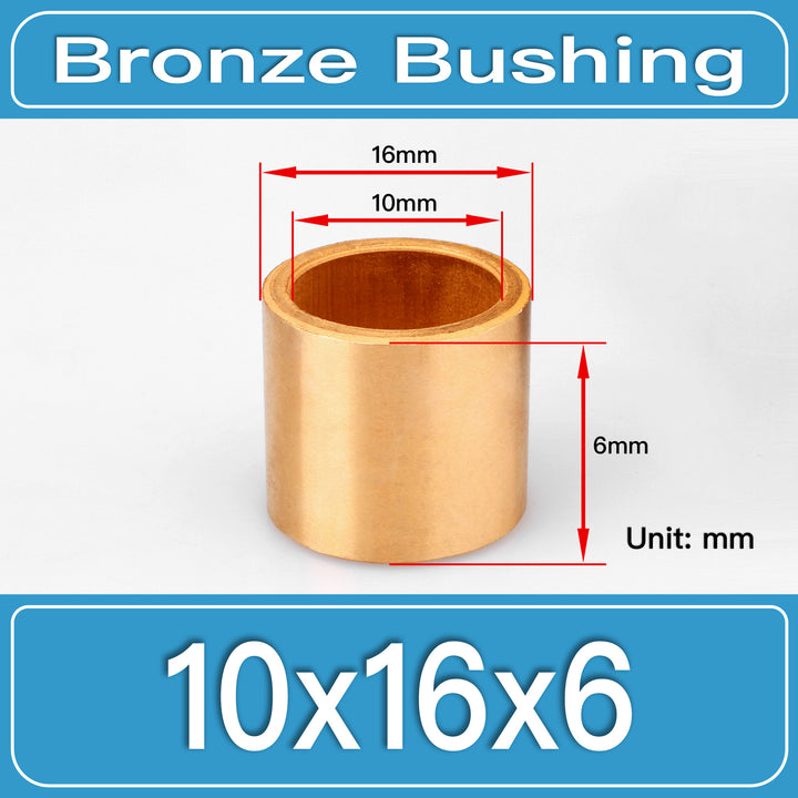 SBB-10X16X6MM Oil-Impregnated Sintered Bronze Sleeve Bushings dimension drawing