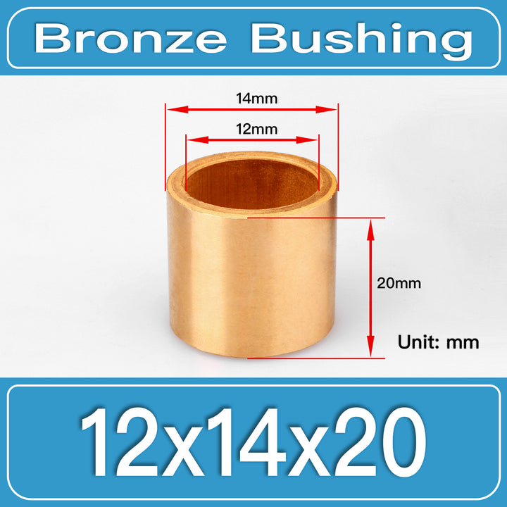 SBB-12X14X20MM Oil-Impregnated Sintered Bronze Sleeve Bushings dimension drawing