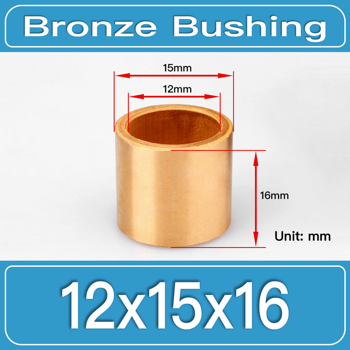 SBB-12X15X16MM Oil-Impregnated Sintered Bronze Sleeve Bushings dimension drawing
