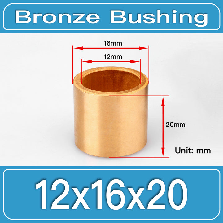 SBB-12X16X20MM Oil-Impregnated Sintered Bronze Sleeve Bushings dimension drawing