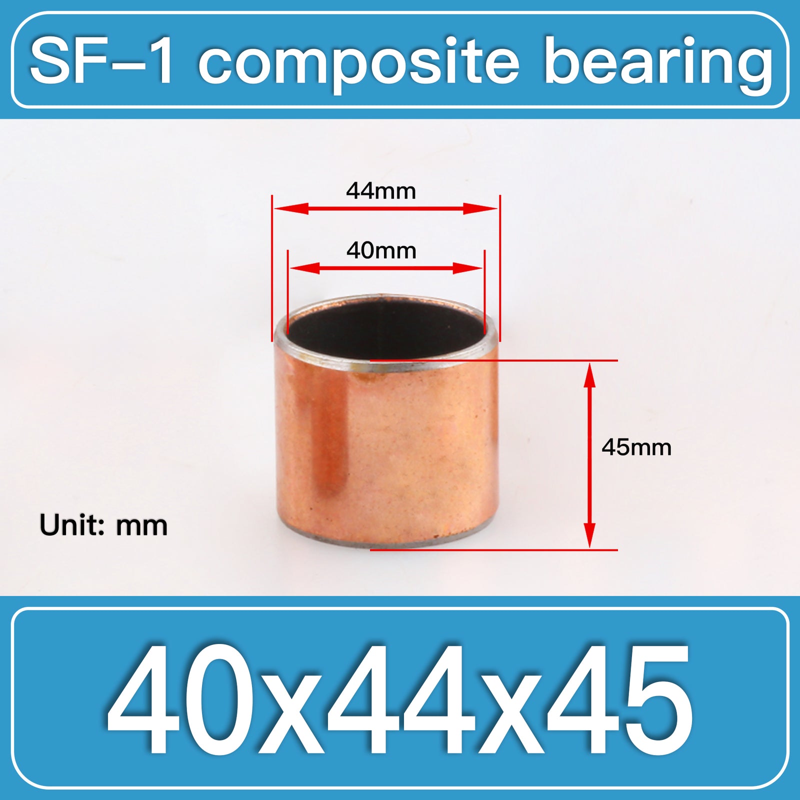 SF-1 40X44X45MM SF-1 Steel-Backed Composite Sleeve Bushings dimension drawing