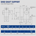 SH60 Linear Shaft Supports dimension drawing