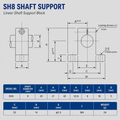 SH8 Linear Shaft Supports dimension drawing