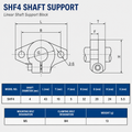 SHF4 Linear Shaft Supports dimension drawing